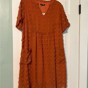 Elegant Orange Textured Dress